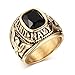 VNOX United States Navy Rings,Marine Corps,USMC,Stainless Steel Gold Plated Black CZ Stone,Size 10