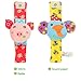 FunsLane 8 Packs Baby Rattle, Baby Wrist Rattles and Foot Finder Socks Set, Educational Development Soft Animal Toy Shower Gift with Monkey, Elephant, Puppy and Piggy