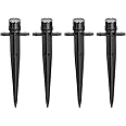 Rain Bird ILB4PKSX Drip Irrigation Pressure Compensating In-Line Bubbler on Stake, 360° Full Circle Pattern, 4-Pack,Black