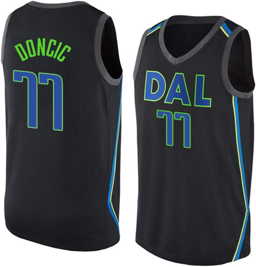 OLIS Men’s Jersey - NBA Dallas Mavericks 77# Doncic Embroidered Mesh Basketball Swingman Jersey