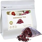 Hibiscus Flower Tea – 洛神花茶 – 100g/3.5oz (50 Pyramid Tea Bags), 100% Natural, Caffeine-Free, Sugar-Free, Gluten-Free, Supports Heart Health & Detox