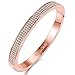 GuqiGuli ♥Valentines Day Gift♥ Pave Swarovski Elements Crystal Oval Bangle Bracelets with Silver/Gold /Rose Gold Plated, 7.4''