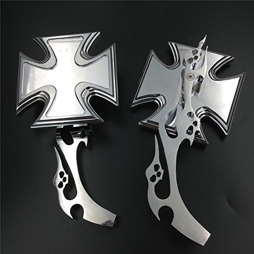 Maltese Cross Emblem Motorcycle Chromed Running Acrylic Mirror For All Yamaha Cruiser Bikes Royal Star Stratoliner Roadliner Road Star V-Star Warrior V-Max Virago By HK MOTO - Thumbnail 4