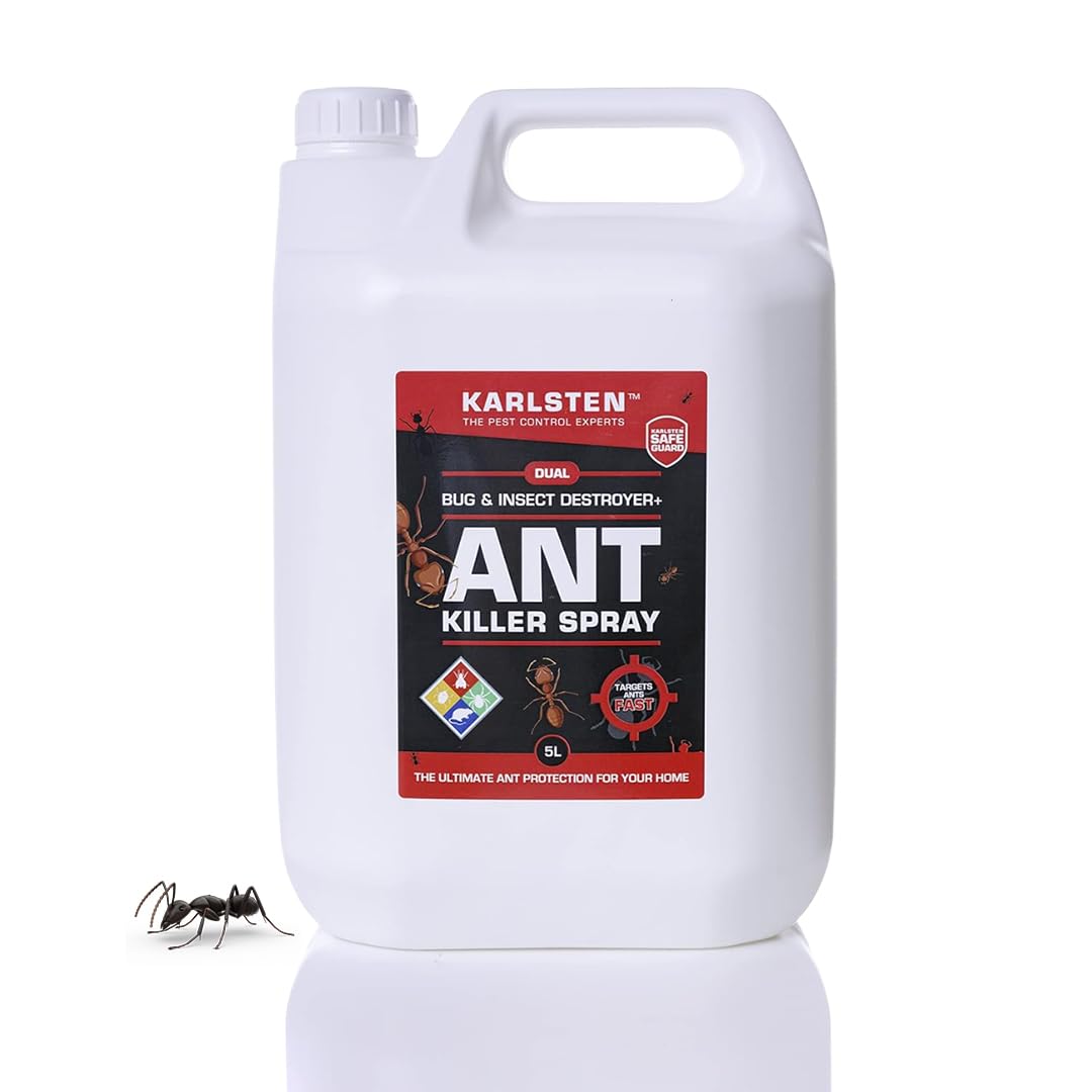 Karlsten Ant Killer Spray 5L – Extra-Strong Cypermethrin Formula for Indoor & Outdoor Use – Fast-Acting, Long-Lasting Pest Control – Kills Red & Black Ants, Stops Infestations