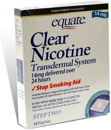 Equate Clear Nicotine Transdermal System Step Two 14 mg Stop Smoking Aid Patches, 14-Count Box