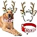 Bolbove Pet Christmas Lace Flower Antler Head Band and Santa Collar for Medium to Large Dogs (Large)