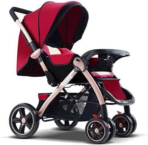 FDGHFGH High Landscape Baby Stroller Two-Way Can Sit Reclining Ultra Light Portable Folding Shock Absorber Baby Four-Wheeled Trolley