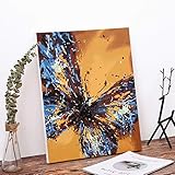 MADE4U [Impressionism Series 2] [20"] [Thicker (1")] [Wood Framed] Paint by Numbers Kit with Brushes and Paints (The Blue Butterfly HHGZGX8217)