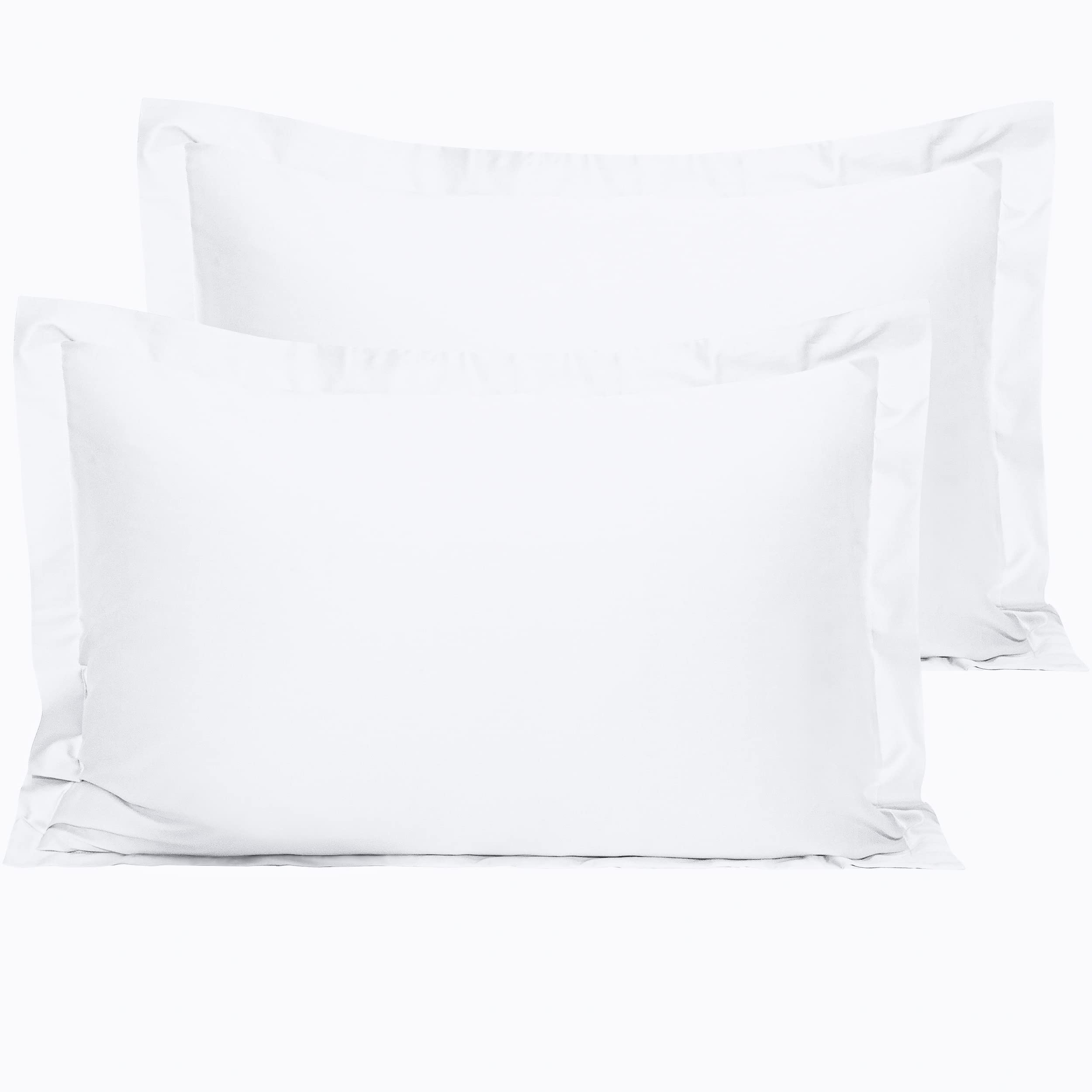 NTBAY 2 Pack 500 Thread Count 100% Egyptian Cotton Oxford Pillowcases, Super Soft and Breathable Euro Standard Pillow Cases | Hotel Quality Pillow Shams, 50x75 cm, White