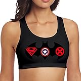 Women's Batman Superman Captain America X Men Logo Yoga Breathable Sports Bra Black