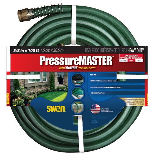 Swan Products SN7958100 Premium Heavy Duty Pressure Master Garden Hose 100 ft, 5/8" diameter, Green