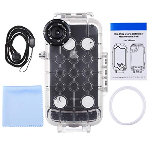 Haweel for iPhone XR Underwater Housing Professional [40m/130ft] Diving Case for Diving Surfing Swimming Snorkeling Photo Video with Lanyard (iPhone XR, Transparent) - Thumbnail 6