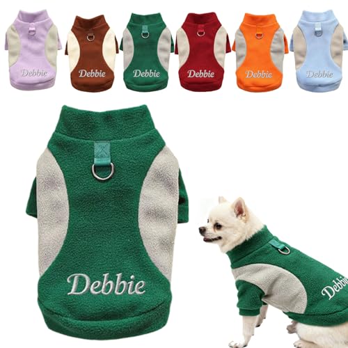 Personalised Photo/Text Pet Sweatershirts,Design Your Own Pet Hoodie For Small and Medium Pets,Winter Warm Plus Velvet Sports Sweatshirt Suitable Dark Green