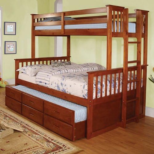 Amazon Com Twin Over Full Captains Bunk Bed With Trundle And