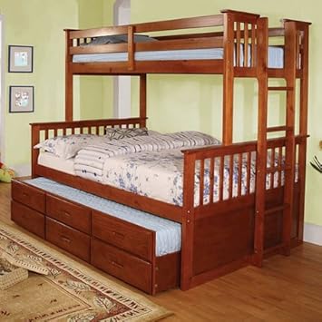 Amazon Com Twin Over Full Captains Bunk Bed With Trundle And