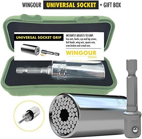 Wingour Universal socket - Universal wrenches - Power socket wrench - 7-19mm universal socket wrench - Universal grip gator socket - Magic socket drill - Power ratchet wrench (black box)