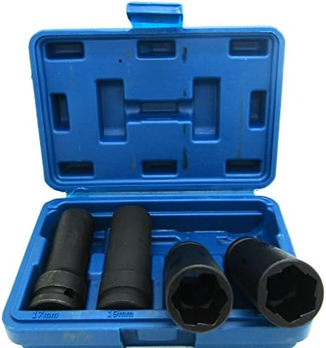 5pc Twist Deep Socket Set 4 Damaged Worn Lug Nut and Lock Remover 17,19,21,22mm