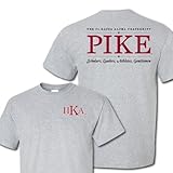 Pi Kappa Alpha Greek Letter Front and Pike Back Standard T-Shirt (large, Athletic Gray)