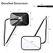 Audew A Pair Shake-Proof Rectangular Adventure Mirrors, Bolt-on Door Hinge Mirror, Off-Road Doorless Mirrors, Jeep Side Mirrors Fits All Jeep Wrangler TJ JK JL CJ (Textured Black)