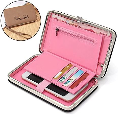 Phone Clutch Wallet Case, Fresky Women's Leather Phone Clutch Package Wallet Long Section Holder With Strap/Card Slots/Cash Clot/Zipper Pocket 5.5 Inch for iPhone Samsung All Phones (Brown)