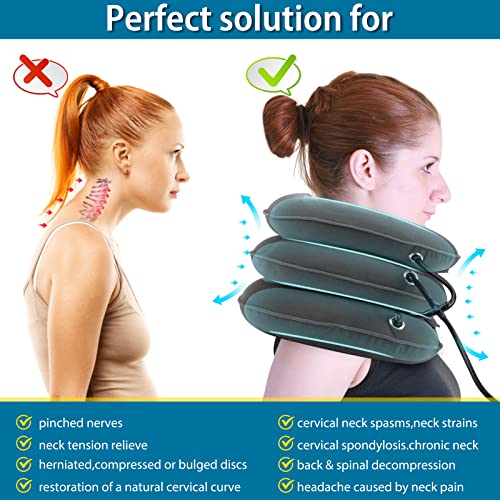 Cervical Neck Traction Device for Neck Pain Relief,Neck Support Neck Traction and Neck Pain Relief, Neck Care Equipment(Grey)