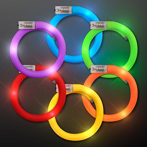 Assorted Fun Colors LED Flash Tube Bracelets (Set of 6)