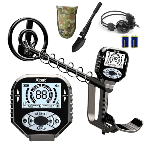 Aipat Metal Detector for Adults, Professional Waterproof & Adjustable Stem, Higher Accuracy Gold Detector with LCD, Advanced DSP Chip, Lightweight detecteur de Metal Suitable for Beach and Backyard