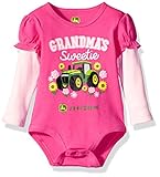 John Deere Baby Girls' Long Sleeve Bodysuit, Dark Pink, 3/6M