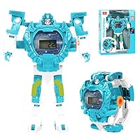 3-in-1 Deformation Toy, Smilvy Deformation Robot Toys+Electronic Watch+Cartoon Projection with 24 Patterns (Blue)