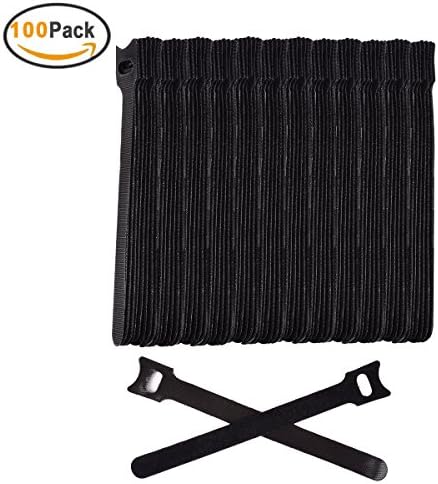 AsapGot 100 PCS Cable Straps, Reusable Fastening Cable Ties, Microfiber Cloth 6-Inch/15cm Hook and Loop Cord Ties for Cord Management Wire Organization, Black