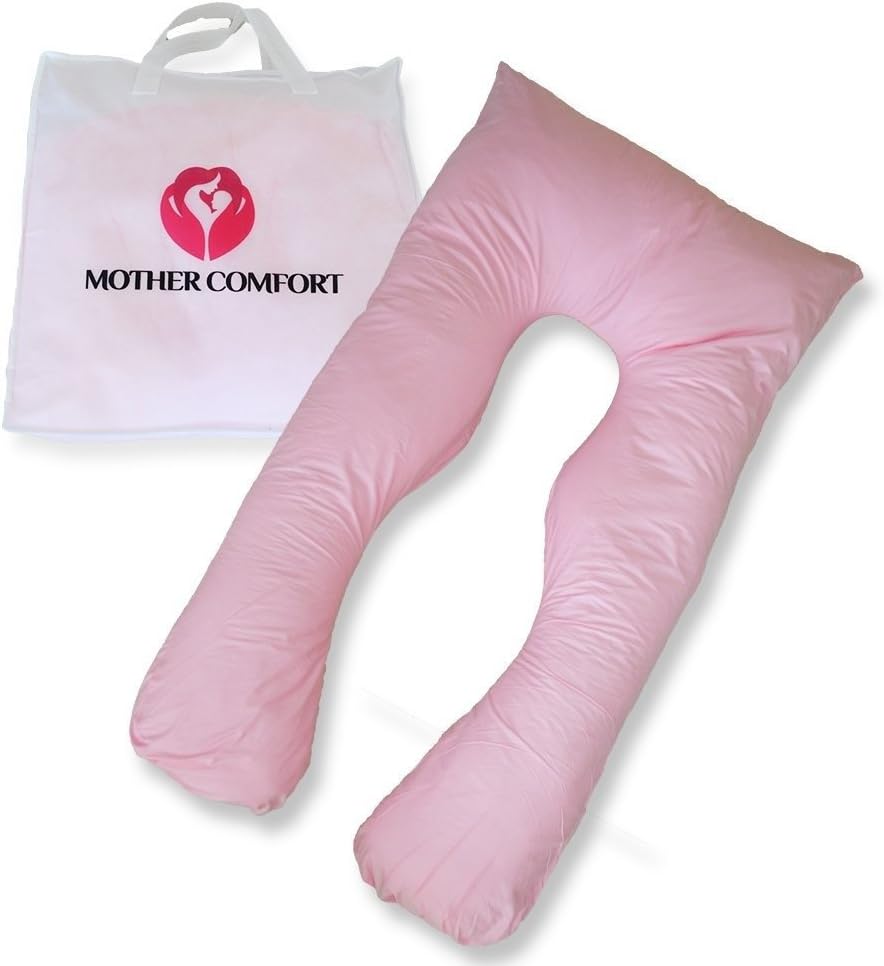 50 Inch, 100% Cotton, U-Shaped Full Body Pregnancy Maternity Body Pillow + Bonus Second Pillow CASE Support Your Belly, Back, Hips & Knees -Unparalleled Support