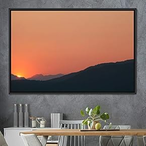 signwin Framed Canvas Wall Art Orange Sunset Abstract...