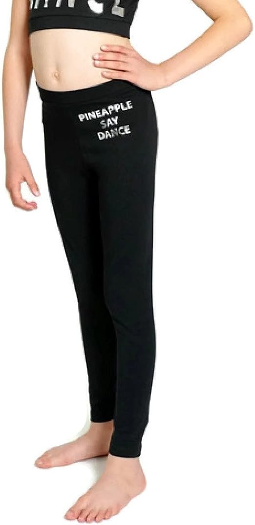 PINEAPPLE DANCEWEAR Girls Dance Leggings PSD Pineapple Say Dance Silver Foil (Age 910 years