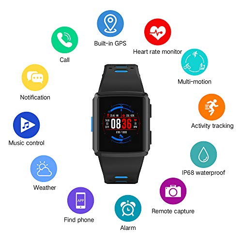SMA-M3 GPS Sport Smart Watch for Man for Women Fitness Tracker Heart Rate Monitoring Watches as Gift (Blue) - Thumbnail 3