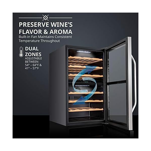 Ivation-43-Bottle-Dual-Zone-Wine-Cooler-Refrigerator-wLock-Large-Freestanding-Wine-Cellar-For-Red-White-Champagne-Sparkling-Wine-41f-64f-Digital-Temperature-Control-Fridge-Stainless-Steel