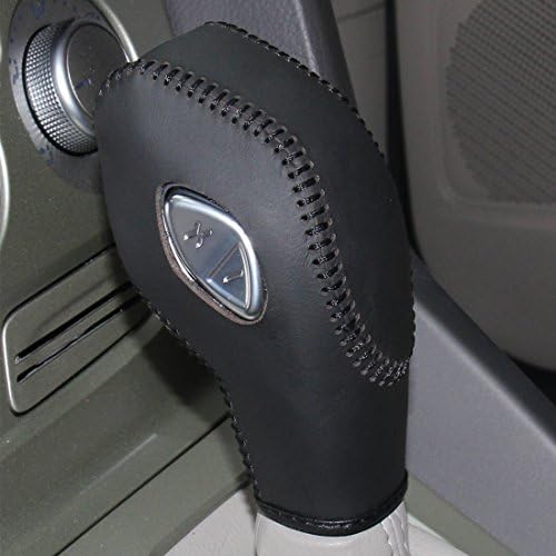 JI Black Genuine Leather Gear Shift Knob Cover for 2012 2013 2014 2015