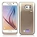 S6 Edge Battery Case,caka [Newest Version] 4200 Mah Backup External Battery Charger Case for Samsung Galaxy S6 Edge Rechargeable Power Bank Case,portable Backup Power Bank Case with Kickstand - (Gold)