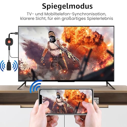 AT-Mizhi Wireless HDMI Dongle, Streaming, 4K HDR HDMI WiFi Display Dongle, Screen Share Display Receiver, Support for Miracast / DLNA / Airplay for Android / iOS / Windows / Mac OS / Monitor / Projector