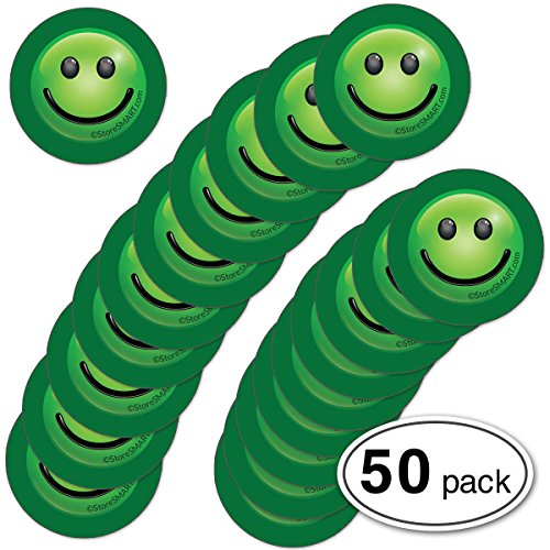 StoreSMART - 1" Mood Magnets for Status Visualization - Green Smiley - 50-Pack - FACE1-GR-50