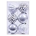 Valery Madelyn 6ct 100mm Frozen Winter Silver White Shatterproof Christmas Ball Ornaments Decoration,Themed with Tree Skirt(Not Included)