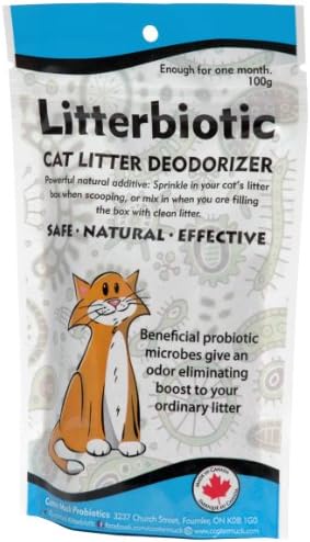Litterbiotic Cat Litter Deodorizer, Natural Unscented Litter Box & Tray Pan Odor Eliminator - Fragrance-Free, Safe, Neutralizes Feline Waste Smell
