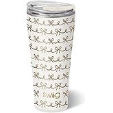 Swig Life 32oz Insulated Tumbler, Travel Coffee Tumbler with Lid, Cup Holder Friendly Travel Coffee Mug, Stainless Steel, 32 oz, Reusable Insulated Mug with Lid (Pretty in Pearl)