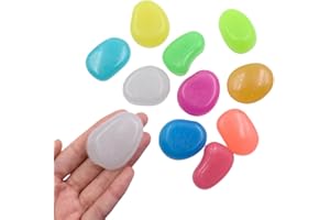 QTTLLI 20Pcs Large Glow Pebbles Glow in The Dark Decorative Stones Rocks for Garden Path Walkway Yard Fish Tank, 1.7",Mixed Color