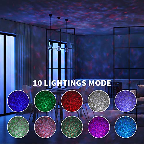 Galaxy Projector, VOLADOR Star Night Light Projector with Remote Control, Ocean Wave Projection Light with Bluetooth Music Speaker for Kids Adults Bedroom Ceiling Game Room Home Party - Green