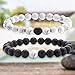 Long Distance Relationship Bracelets, Black Agate & White Howlite 8 mm, Pair of 2