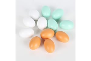 Folgtek 12pcs DIY Dummy Eggs Wooden Fake Eggs Simulation Chicken Duck Goose Egg DIY Easter Egg Toy for Hunting Decoys Decoration Egg Hunting Accessories