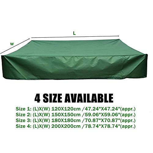 FOONEE Sandbox Cover, Square Dustproof Protection Sandbox Canopy with Drawstring, Waterproof Sandpit Pool Cover, Avoid The Sand and Toys Contamination, Green (200 200cm)