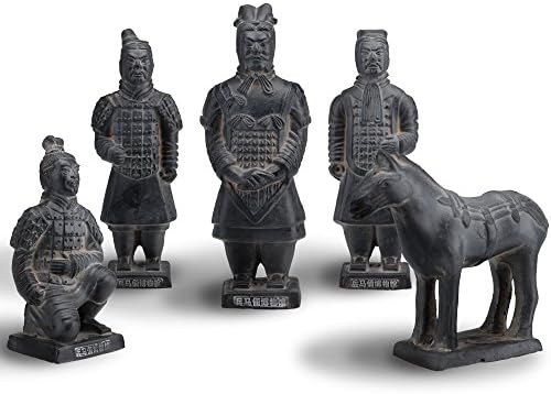 Chinese Shi Huangdi Terracotta Warrior - Terra cotta Army Soldier Warrior of Qin Dynasty, First Emperor of China History, Unique Miniature Figure Figurine Likeness Replica Sculpture, 6 Inch (Set of 5)