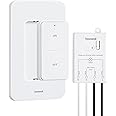 TREEWELL Wireless Light Switch and Receiver Kit, 200FT RF Range Remote Control Light Switch, No Rewiring, No Interference, Wireless Wall Switch for Ceiling Light, Fans, Lamps, Pre-Programmed