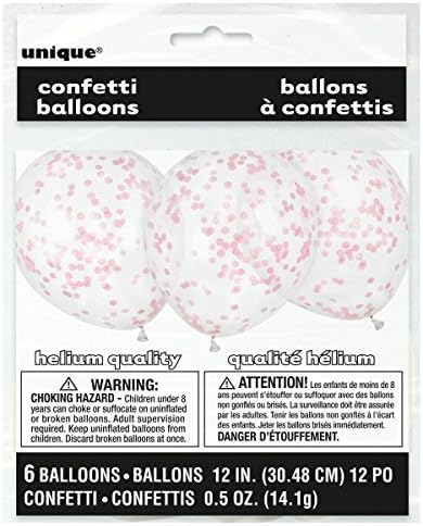 Lovely Pink Confetti Clear Latex Balloons (30cm) Pack of 6 - Transparent Premium Latex, Perfect for Parties & Celebrations - Image 3